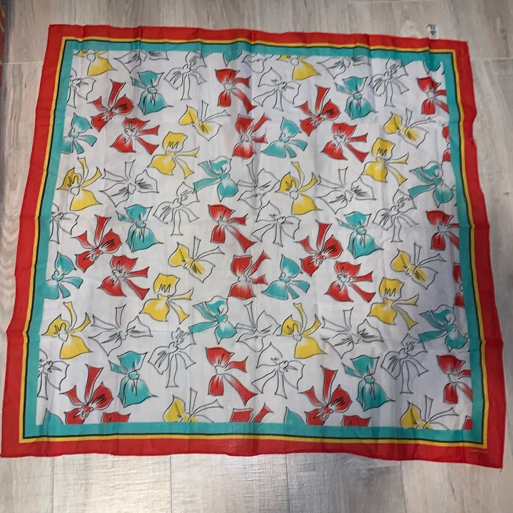 Albert Nipon colorful bow print square scarf